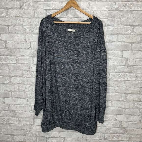 Free People Sweaters - We The Free Pullover Sweater Drop Shoulder Oversize Stretch Knit Heather Gray XL